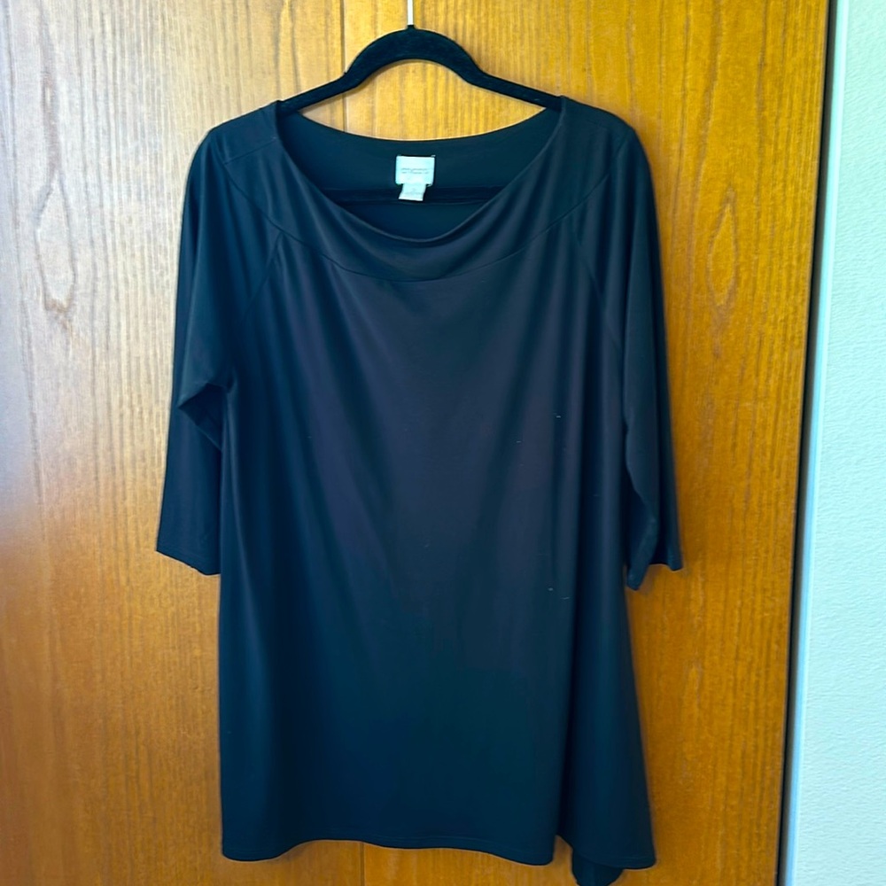 Black, boat neck blouse